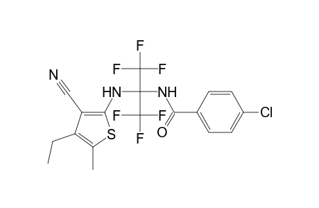 Benzamide, N-[1-(3-cyano-4-ethyl-5-methyl-2-thienylamino)-2,2,2-trifluoro-1-trifluoromethylethyl]-4-chloro-