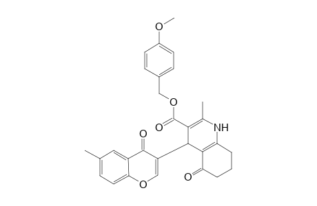 (4-methoxyphenyl)methyl 2-methyl-4-(6-methyl-4-oxidanylidene-chromen-3-yl)-5-oxidanylidene-4,6,7,8-tetrahydro-1H-quinoline-3-carboxylate