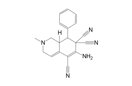 5,7,7(1H)-isoquinolinetricarbonitrile, 6-amino-2,3,8,8a-tetrahydro-2-methyl-8-phenyl-, (8R,8aS)-