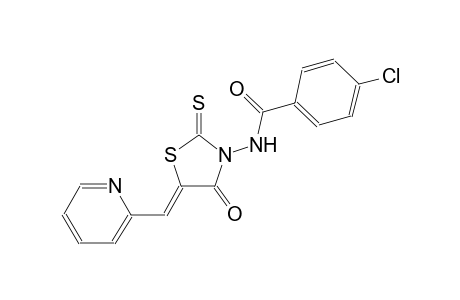 4-chloro-N-[(5Z)-4-oxo-5-(2-pyridinylmethylene)-2-thioxo-1,3-thiazolidin-3-yl]benzamide