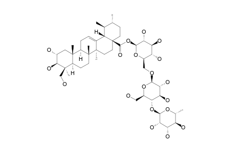 #11;SCHEFFURSOSIDE-F;2-ALPHA,3-BETA,24-TRIHYDROXY-URS-12-EN-28-OIC-ACID-28-O-ALPHA-L-RHAMNOPYRANOSYL-(1->4)-BETA-D-GLUCOPYRANOSYL-(1->6)-BETA-D-GLUCOPYRANOSIDE