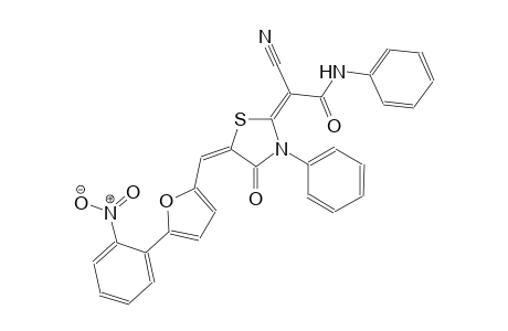 (2E)-2-cyano-2-((5E)-5-{[5-(2-nitrophenyl)-2-furyl]methylene}-4-oxo-3-phenyl-1,3-thiazolidin-2-ylidene)-N-phenylethanamide