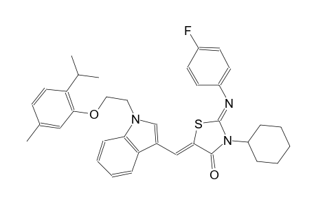 (2Z,5Z)-3-cyclohexyl-2-[(4-fluorophenyl)imino]-5-({1-[2-(2-isopropyl-5-methylphenoxy)ethyl]-1H-indol-3-yl}methylene)-1,3-thiazolidin-4-one