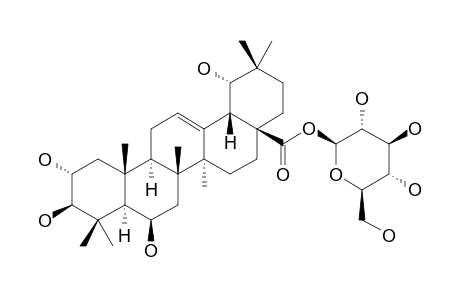 2-ALPHA,3-BETA,6-BETA,19-ALPHA-TETRAHYDROXY-OLEANOLIC-ACID-28-O-BETA-D-GLUCOPYRANOSIDE