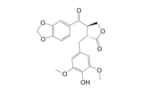 TRANS-2-(3,5-DIMETHOXY-4-HYDROXYBENZYL)-3-(3,4-METHYLENEDIOXYBENZOYL)-BUTANOLIDE