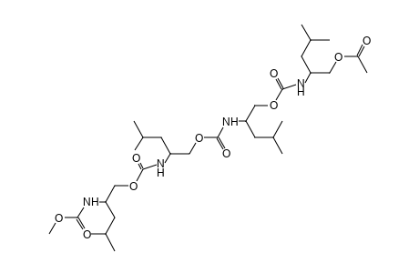 (-)-[1-(HYDROXYMETHYL)-3-METHYLBUTYL]CARBAMIC ACID, TETRAMOLECULAR ESTER, METHYL ESTER, ACETATE (ESTER)