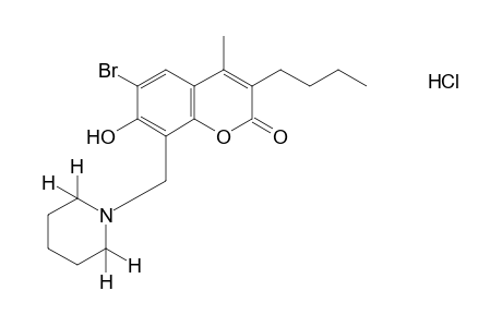 6-bromo-3-butyl-7-hydroxy-4-methyl-8-(piperidinomethyl)coumarin, hydrochloride