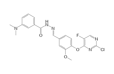 N-[(E)-[4-(2-chloranyl-5-fluoranyl-pyrimidin-4-yl)oxy-3-methoxy-phenyl]methylideneamino]-3-(dimethylamino)benzamide