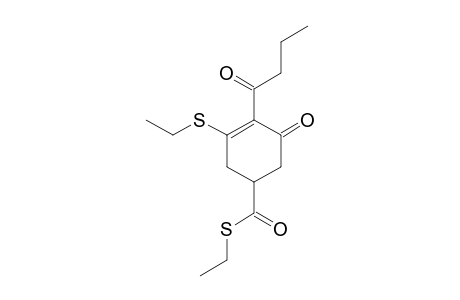 3-Cyclohexene-1-carbothioic acid, 3-(ethylthio)-5-oxo-4-(1-oxobutyl)-, S-ethyl ester