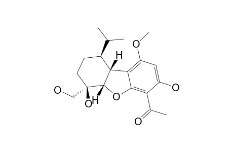 RAC-(5AR,6S,9R,9AS)-4-ACETYL-3,6-DIHYDROXY-6-HYDROXYMETHYL-1-METHOXY-9-(1-METHYLETHYL)-5A,6,7,8,9,9A-HEXAHYDRODIBENZOFURAN