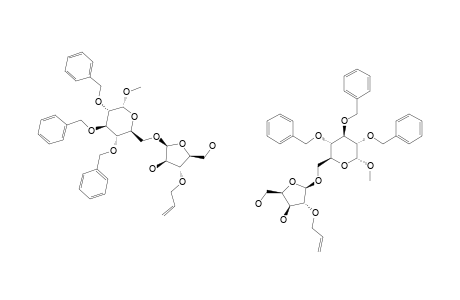 #76D+#77D;METHYL-6-O-(3-O-ALLYL-BETA-D-ARABINOFURANOSYL)-2,3,4-TRI-O-BENZYL-ALPHA-D-GLUCOPYRANOSIDE+METHYL-6-O-(2-ALLYL-BETA-D-XYLOFURANOSYL)-2,3,4-TRI-O-BENZY