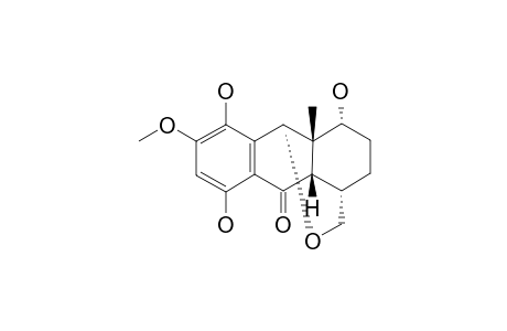 REL-9-ALPHA,11-ALPHA-EPOXY-1,4,8-ALPHA-TRIHYDROXY-2-METHOXY-8A-BETA-METHYL-5,6,7,8,8A,9,10,10A-BETA-OCTAHYDRO-10-ANTHRACENONE