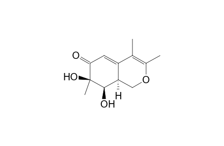 MYXOSTIOL;(7R*,8R*,8AS*)-7,8-DIHYDRO-3,4,7-TRIMETHYL-1H,8AH-6-OXO-CYCLOHEXA-[4,3-C]-PYRAN