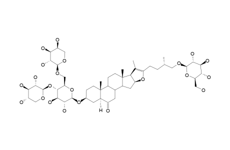 CHINENOSIDE-II;#1;26-O-BETA-D-GLUCOPYRANOSYL-3-BETA,26-DIHYDROXY-(25R)-5-ALPHA-FUROST-20(22)-EN-6-ONE-3-O-BETA-XYLOPYRANOSYL-(1->4)-[ALPHA-ARABINOPYRANOSYL-(1-