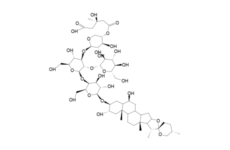 25R-5alpha-SPIROSTAN-2alpha,3beta,6beta-TRIOL 3-O-beta-D-GLUCOPYRANOSYL-(1->2)-(1-2)-O-(4-O-(3S)-3-HYDROXY-3-METHYLGLUTAROYL-beta-D-XYLOPYRANOSYL-(1-3))-O-beta-D-GLUCOPYRANOSYL-(1-4)-beta-D-GALACTOPYR