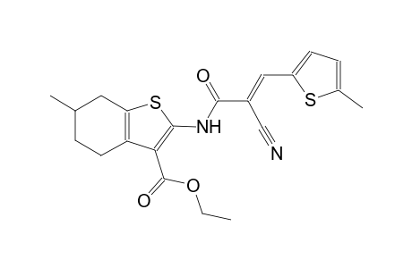 ethyl 2-{[(2E)-2-cyano-3-(5-methyl-2-thienyl)-2-propenoyl]amino}-6-methyl-4,5,6,7-tetrahydro-1-benzothiophene-3-carboxylate