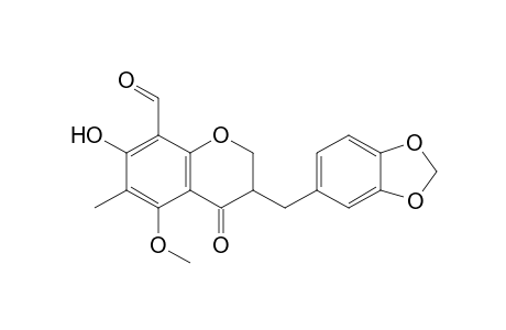 OPHIOPOGONANONE-D;5-METHOXY-6-METHYL-7-HYDROXY-8-ALDEHYDO-3-(3',4'-METHYLENEDIOXYBENZYL)-CHROMAN-4-ONE