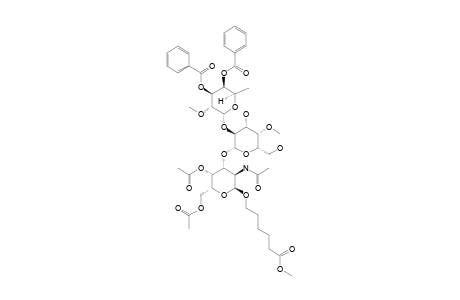 #10;5-(METHOXYCARBONYL)-PENTYL-3,4-DI-O-BENZOYL-2-O-METHYL-ALPHA-L-FUCOPYRANOSYL-(1->2)-4-O-METHYL-BETA-D-GALACTOPYRANOSYL-(1->3)-4,6-DI-O-ACETYL-2-ACETAMIDE-2