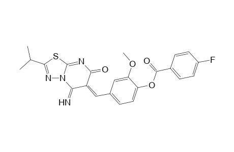 benzoic acid, 4-fluoro-, 4-[(Z)-(5-imino-2-(1-methylethyl)-7-oxo-5H-[1,3,4]thiadiazolo[3,2-a]pyrimidin-6(7H)-ylidene)methyl]-2-methoxyphenyl ester