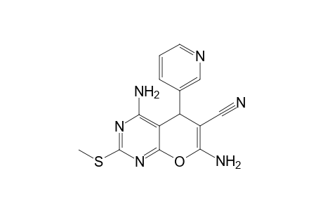 4,7-bis(azanyl)-2-methylsulfanyl-5-pyridin-3-yl-5H-pyrano[2,3-d]pyrimidine-6-carbonitrile