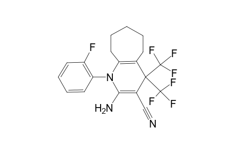 2-Amino-1-(2-fluoro-phenyl)-4,4-bis-trifluoromethyl-4,5,6,7,8,9-hexahydro-1H-cyclohepta[b]pyridine-3-carbonitrile