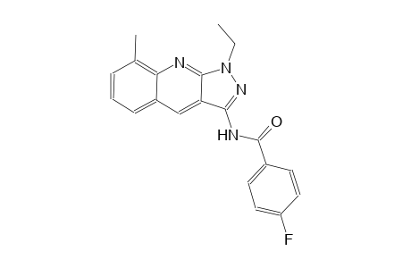 N-(1-ethyl-8-methyl-1H-pyrazolo[3,4-b]quinolin-3-yl)-4-fluorobenzamide