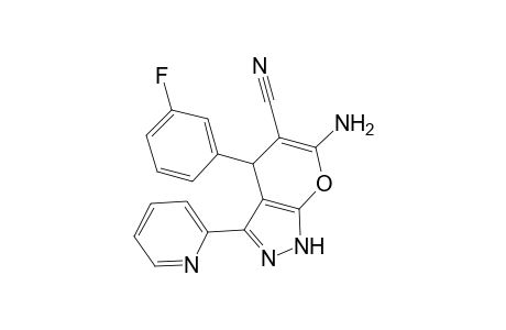 6-Amino-4-(3-fluorophenyl)-3-(2-pyridinyl)-2,4-dihydropyrano[2,3-c]pyrazole-5-carbonitrile