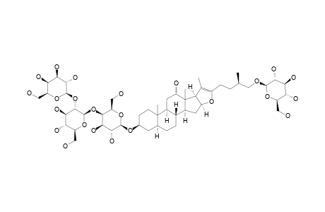 #65;TERRESTROSIN-K;26-O-BETA-D-GLUCOPYRANOSYL-3-BETA,26-DIHYDROXY-(25R)-5-ALPHA-FUROST-20(22)-EN-12-ONE-3-O-[BETA-D-GALACTOPYRANOSYL-(1->2)-BETA-D-GLUCOPYRANOS