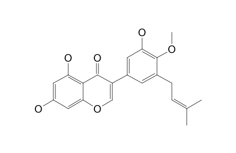 5'-(3-METHYLBUT-2-ENYL)-PRATENSEIN-A;5,7,3'-TRIHYDROXY-4'-METHOXY-5'-(METHYLBUT-2-ENYL)-ISOFLAVONE