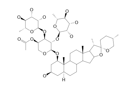 BrISBAGENIN_1-O-[O-ALPHA-L-RHAMNOPYRANOSYL-(1->2)-O-[ALPHA-L-RHAMNOPYRANOSYL-(1->3)]-4-O-ACETYL-ALPHA-L-ARABINOPYRANOSIDE]