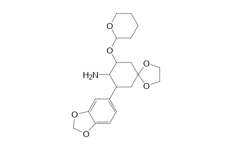 1,4-Dioxaspiro[4,5]decane, 7-[(tetrahydropyran-2-yl)oxy]-8-amino-9-(1,3-benzodioxol-5-yl)-