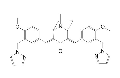 8-azabicyclo[3.2.1]octan-3-one, 2,4-bis[[4-methoxy-3-(1H-pyrazol-1-ylmethyl)phenyl]methylene]-8-methyl-, (2E,4E)-