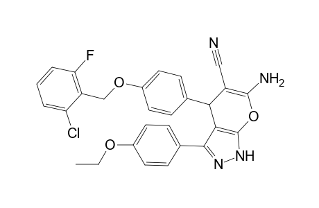 6-Amino-4-[4-(2-chloro-6-fluoro-benzyl)oxyphenyl]-3-p-phenetyl-2,4-dihydropyrano[2,3-c]pyrazole-5-carbonitrile