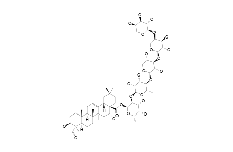 #1;QUILLAIC-ACID-ALPHA-L-ARABINOPYRANOSYL-(1->4)-ALPHA-L-ARABINOPYRANOSYL-(1->3)-BETA-D-XYLOPYRANOSYL-(1->4)-ALPHA-L-RHAMNOPYRANOSYL-(1->2)-BETA-D-FUCOP