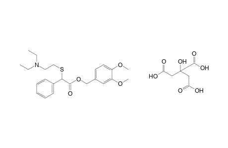 {[2-(diethylamino)ethyl]thio}phenylacetic acid, veratryl ester, citrate(1:1)