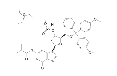 #9;1-[2'-DEOXY-5'-O-(4,4'-DIMETHOXYTRITYL)-BETA-D-ERYTHRO-PENTOFURANOSYL]-6-[(2-METHYLPROPIONYL)-AMINO]-1H-IMIDAZO-[4,5-C]-PYRIDIN-4(5H)-ONE-3'-(TRIETH