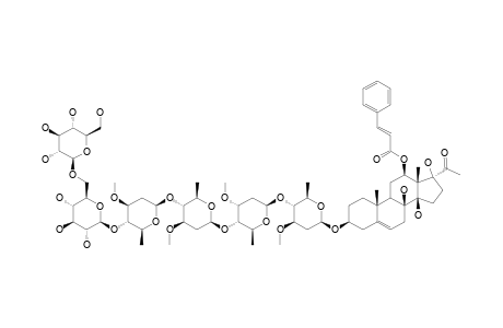 12-BETA-O-CINNAMOYLDEACETYLMETAPLEXIGENIN_3-BETA-O-GLUCOPYRANOSYL-(1->6)-BETA-D-GLUCOPYRANOSYL-(1->4)-BETA-D-OLEANDROPYRANOSYL-(1->