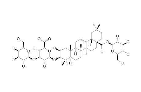 CARYOCAROSIDE_IV-9;3-O-BETA-D-GALACTOPYRANOSYL-(1->3)-BETA-D-GLUCURONOPYRANOSYL-2-BETA-HYDROXYOLEANOLIC_ACID_28-O-BETA-GLUCOPYRANOSYLESTER