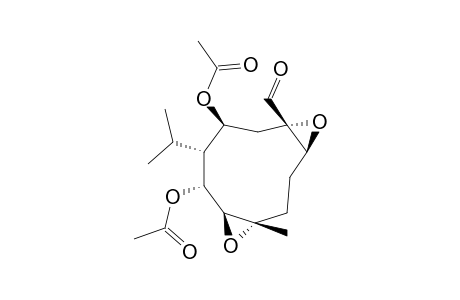 PULICANARAL-B;1-BETA,10-ALPHA;4-ALPHA,5-BETA-DIEPOXY-6-ALPHA,8-BETA-DIACETOXY-7-BETA-H-GERMACRA-14-AL