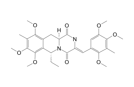 #9M;(+/-)-[6R*,11AS*,(3Z)]-6-ETHYL-7,8,10-TRIMETHOXY-9-METHYL-3-(2,4,5-TRIMETHOXY-3-METHYLBENZYLIDENE)-2,3,11,11A-TETRAHYDRO-6H-PYRAZINO-[1,2-B]-ISOQUINOLINE-1