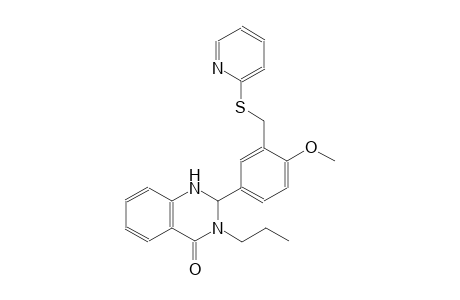 2-{4-methoxy-3-[(2-pyridinylsulfanyl)methyl]phenyl}-3-propyl-2,3-dihydro-4(1H)-quinazolinone