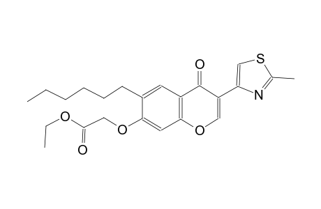 acetic acid, [[6-hexyl-3-(2-methyl-4-thiazolyl)-4-oxo-4H-1-benzopyran-7-yl]oxy]-, ethyl ester