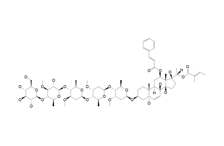 GYMNEPREGOSIDE-K;#5;12-O-(E)-CINNAMOYL-20-O-TIGLOYL-(20S)-PREGN-6-ENE-3-BETA,5-ALPHA,8-BETA,12-BETA,14-BETA,17-BETA,20-HEPTAOL-3-O-BETA-D-GLUCOPYRANOSYL-(1->4)