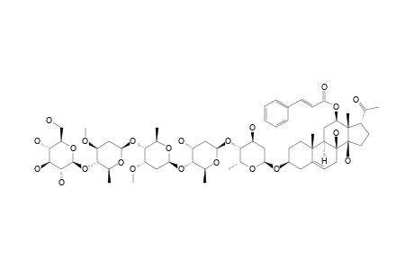 #17;SYRIACOSIDE-M;IKEMAGENIN-3-O-BETA-D-GLUCOPYRANOSYL-(1->4)-BETA-D-OLEANDROPYRANOSYL-(1->4)-BETA-D-CYMAROPYRANOSYL-(1->4)-BETA-D-DIGITOXOPYRANOSIDE-BE