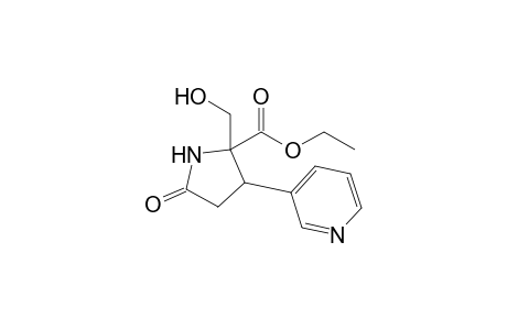 Proline, 2-(hydroxymethyl)-5-oxo-3-(3-pyridyl)-, ethyl ester