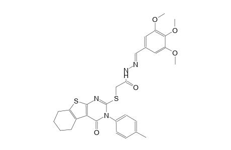 2-{[3-(4-methylphenyl)-4-oxo-3,4,5,6,7,8-hexahydro[1]benzothieno[2,3-d]pyrimidin-2-yl]sulfanyl}-N'-[(E)-(3,4,5-trimethoxyphenyl)methylidene]acetohydrazide