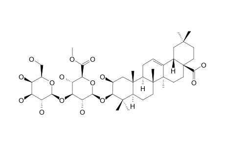 CARYOCAROSIDE_IV-8;3-O-BETA-D-GALACTOPYRANOSYL-(1->3)-BETA-D-METHYL-GLUCOPYRANOSIDURONATE-2-BETA-HYDROXYOLEANOLIC_ACID