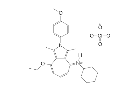 N-((4E)-8-ethoxy-2-(4-methoxyphenyl)-1,3-dimethylcyclohepta[c]pyrrol-4(2H)-ylidene)cyclohexanaminium perchlorate