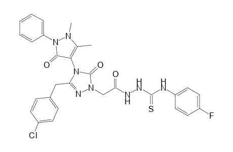 2-{[4-(1,5-Dimethyl-3-oxo-5-phenyl-2,3-dihydro-1H-pyrazole-4-yl)-3-(4-chlorobenzyl)-5-oxo-4,5-dihydro-1H-1,2,4-triazole-1-yl]acetyl}-N-(4-fluorophenyl) hydrazinecarbothioamide