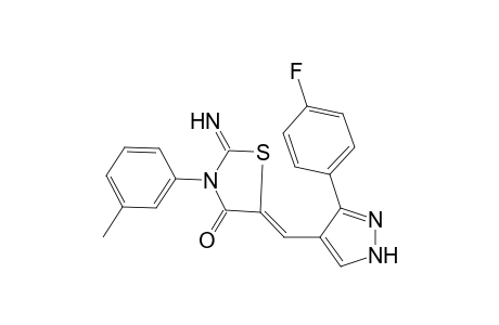 (5Z)-2-azanylidene-5-[[5-(4-fluorophenyl)-1H-pyrazol-4-yl]methylidene]-3-(3-methylphenyl)-1,3-thiazolidin-4-one